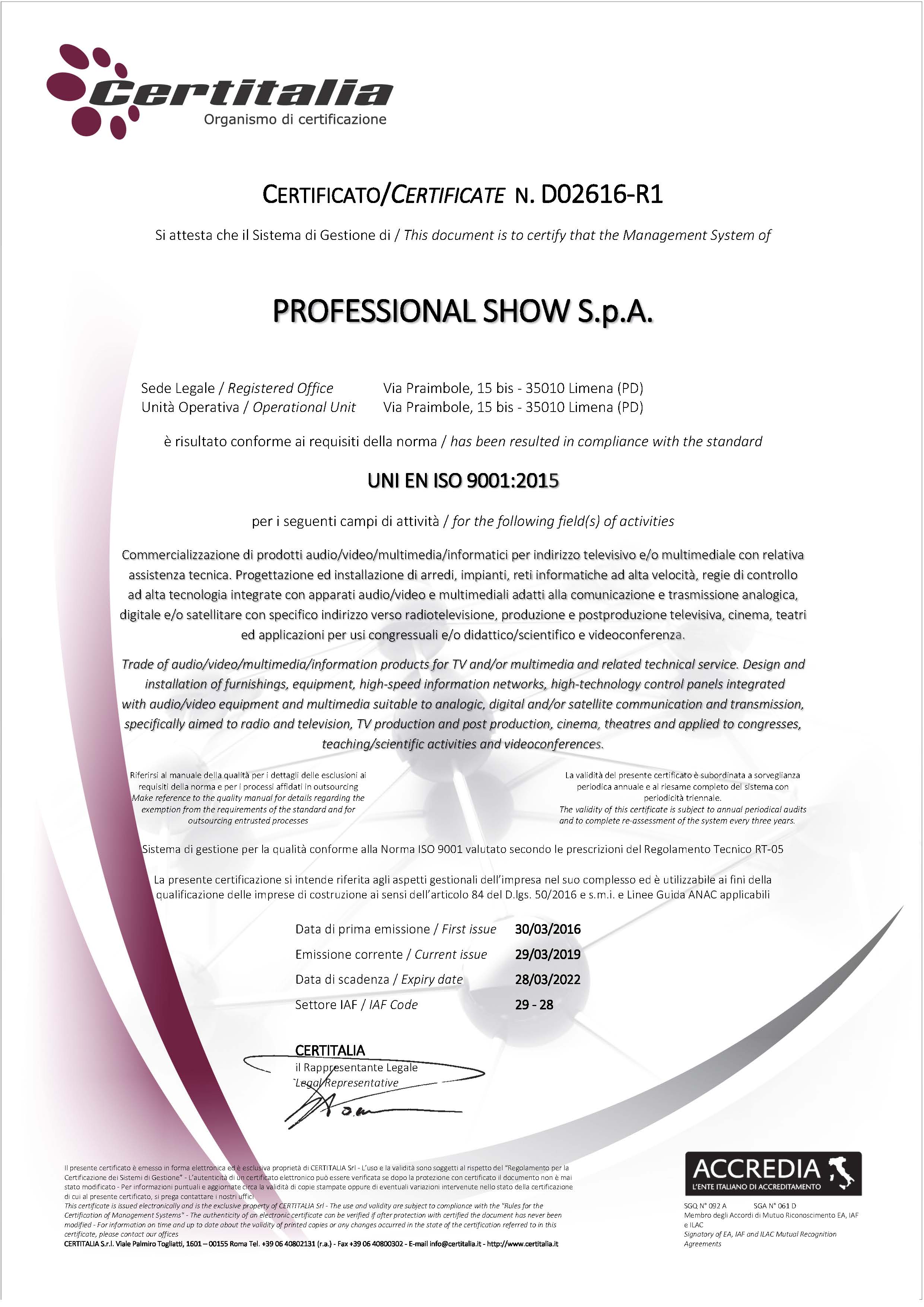 FSC news ISO9001 compliant 2019